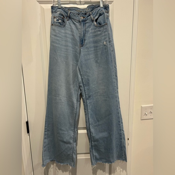 American Eagle Outfitters Denim - AE Women's Blue Super High Rise Baggy Wide-Leg Jeans